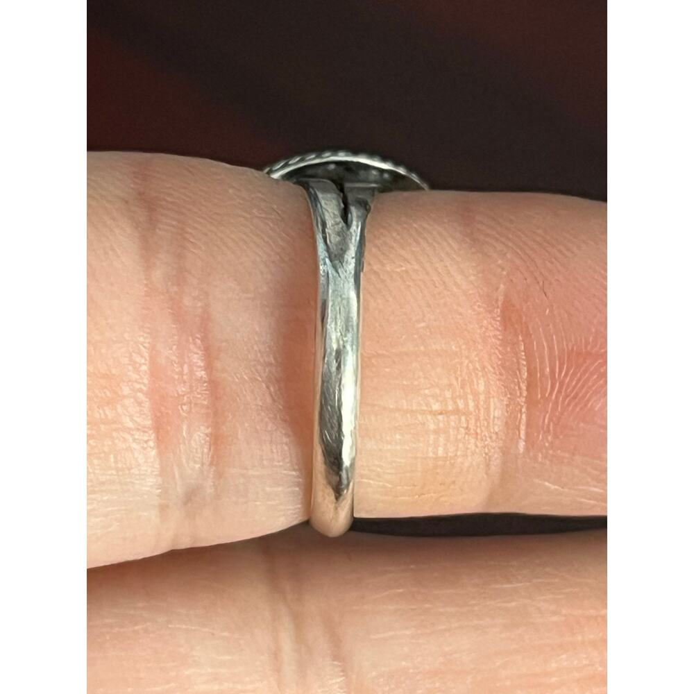 VTG Artisan Sterling Silver Coral Ring Size 7 Navajo Style Rope Bezel Southwest - Picture 6 of 9